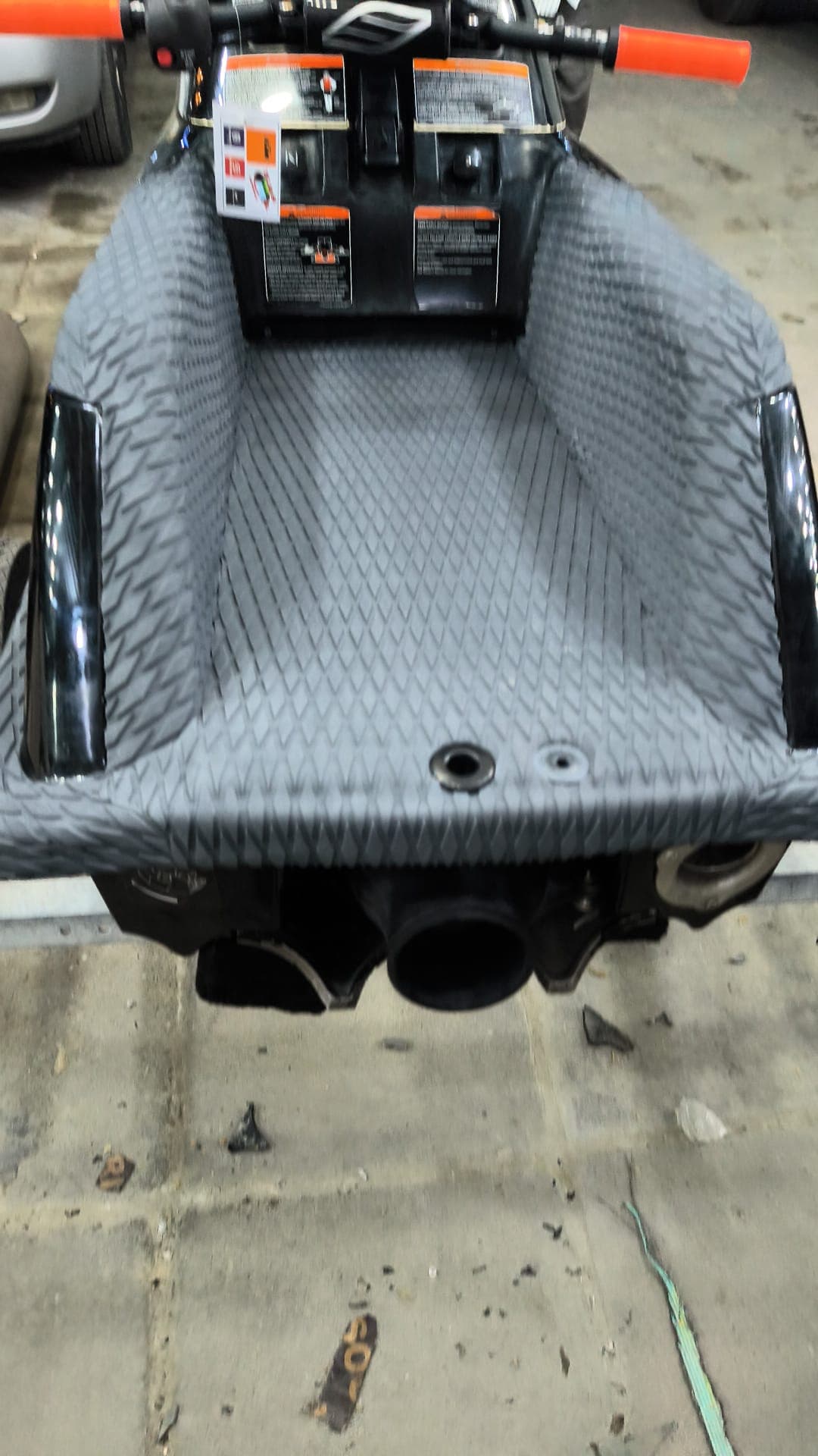 Side detail of a custom jet ski floor mat installation by Shakeel Marine in Kuwait