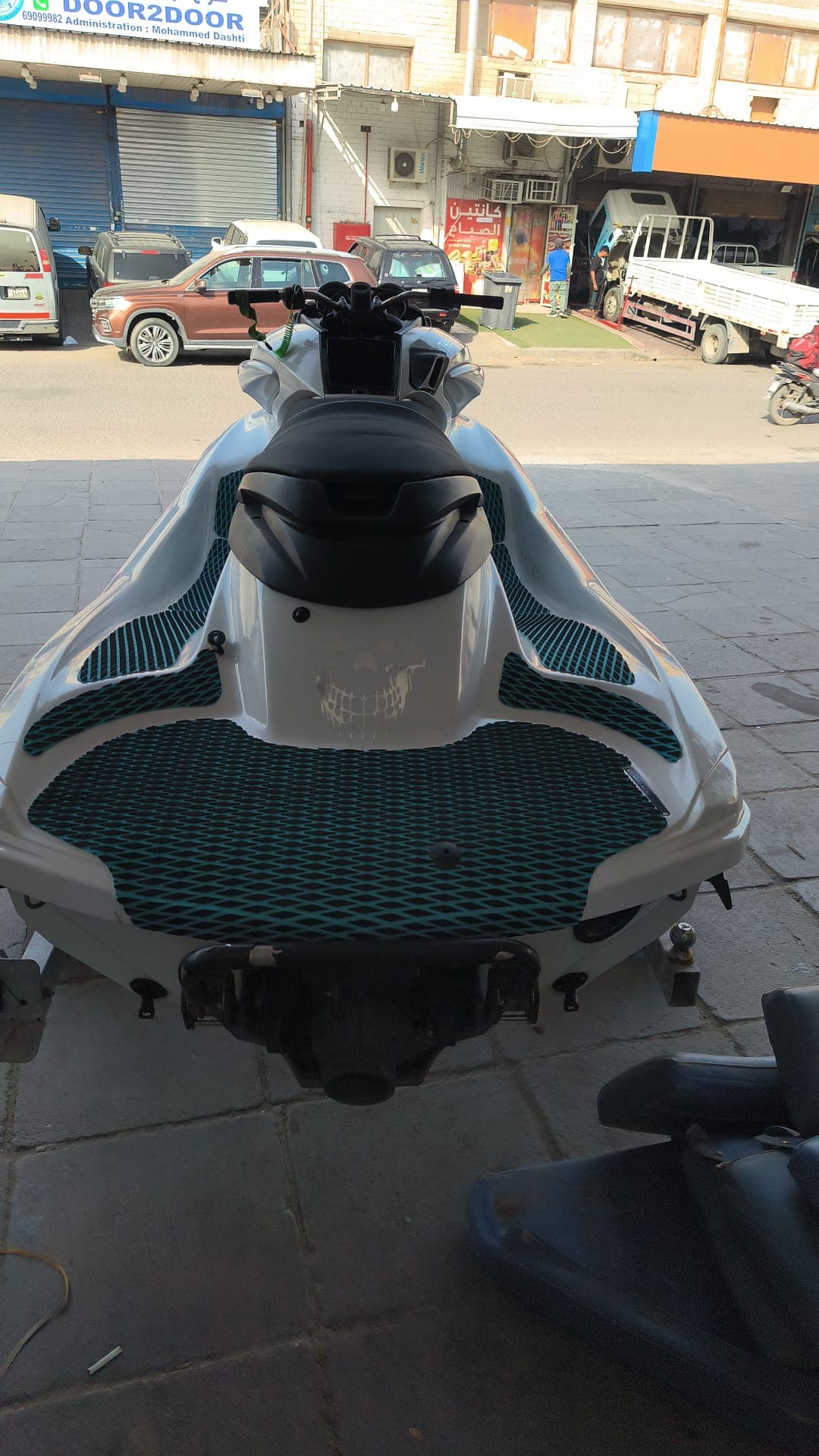Finished floor mat kit photographed during workshop fitting by Shakeel Marine in Kuwait