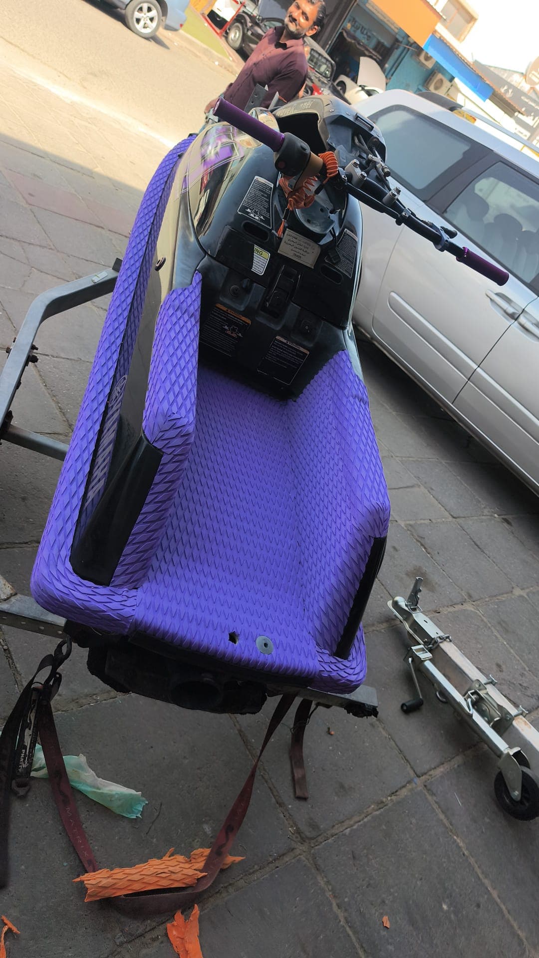 Side view of a model-specific jet ski floor mat with textured grip by Shakeel Marine in Kuwait