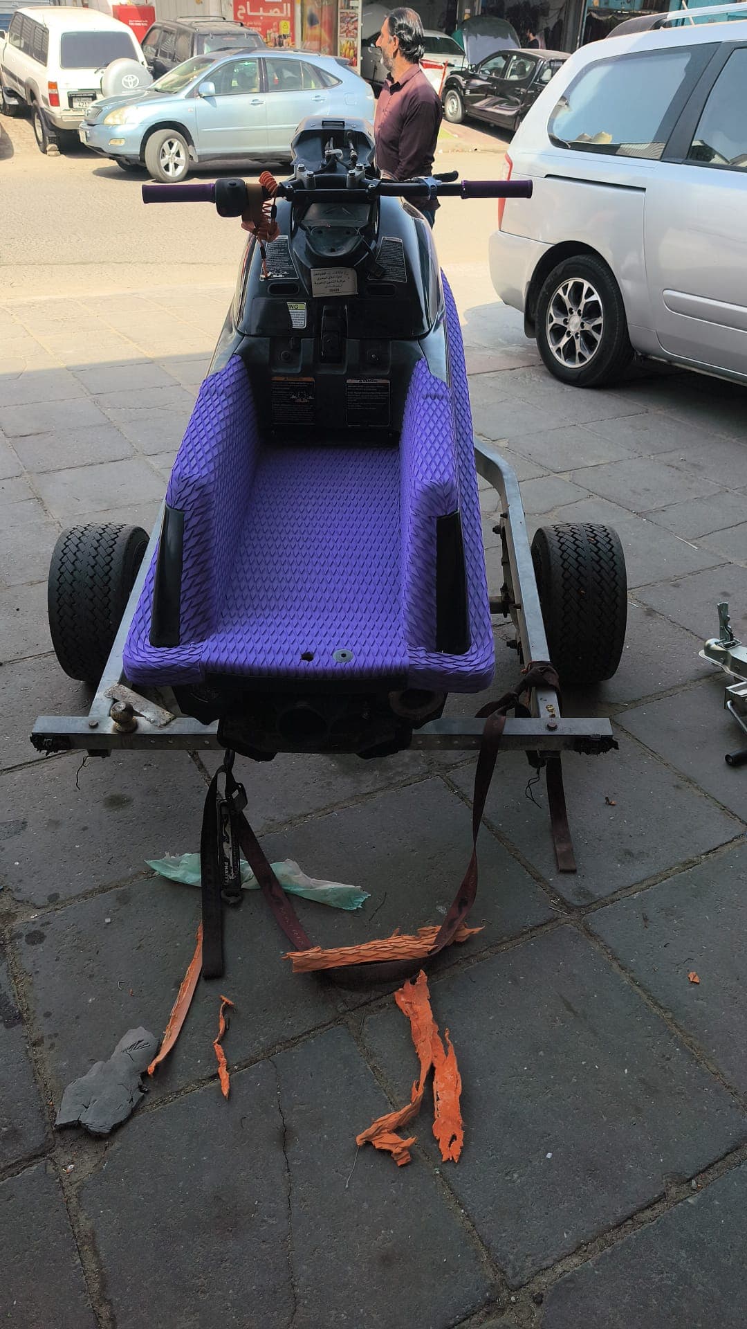 Jet ski floor mat fitted around the console, seat and side rails by Shakeel Marine in Kuwait