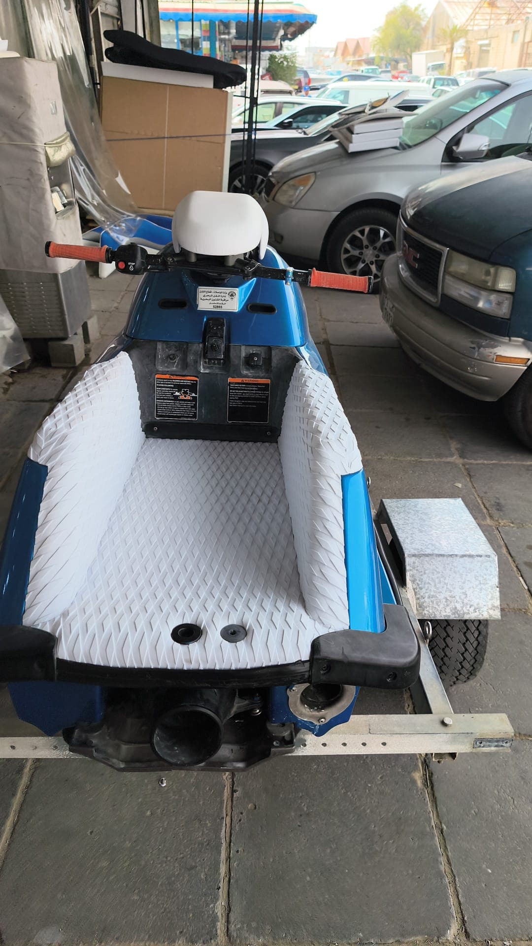 Side detail of a tailored jet ski floor mat with reinforced edges by Shakeel Marine in Kuwait